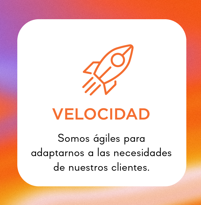 Velocidad - Somos ágiles para adaptarnos a las necesidades de nuestros clientes